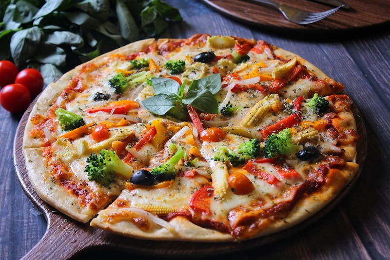 Garden Glory vegetarian pizza with fresh vegetables