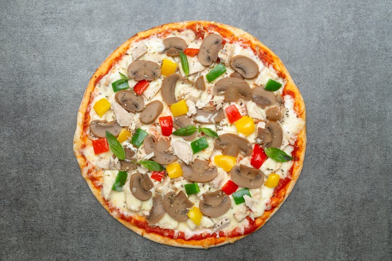 Truffle Mushroom pizza with truffle oil and wild mushrooms